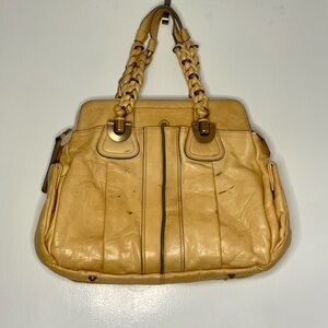 Chloe Pale Yellow Leather Heloise Large Satchel Shoulder Bag